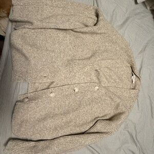 LOFT Heathered Beige Knit Cardigan